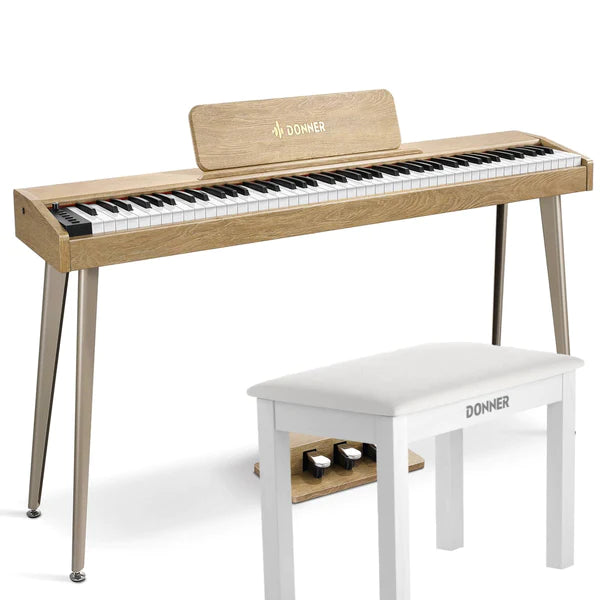 Donner DDP-60 88-Key Semi-Weighted Wooden Upright Digital Piano with 3-Pedal for Beginner