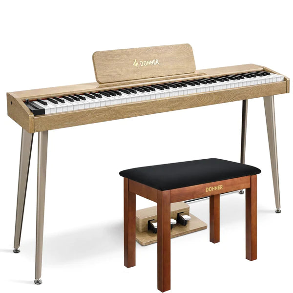 Donner DDP-60 88-Key Semi-Weighted Wooden Upright Digital Piano with 3-Pedal for Beginner