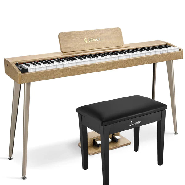 Donner DDP-60 88-Key Semi-Weighted Wooden Upright Digital Piano with 3-Pedal for Beginner