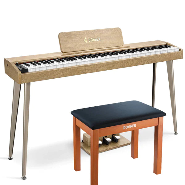 Donner DDP-60 88-Key Semi-Weighted Wooden Upright Digital Piano with 3-Pedal for Beginner
