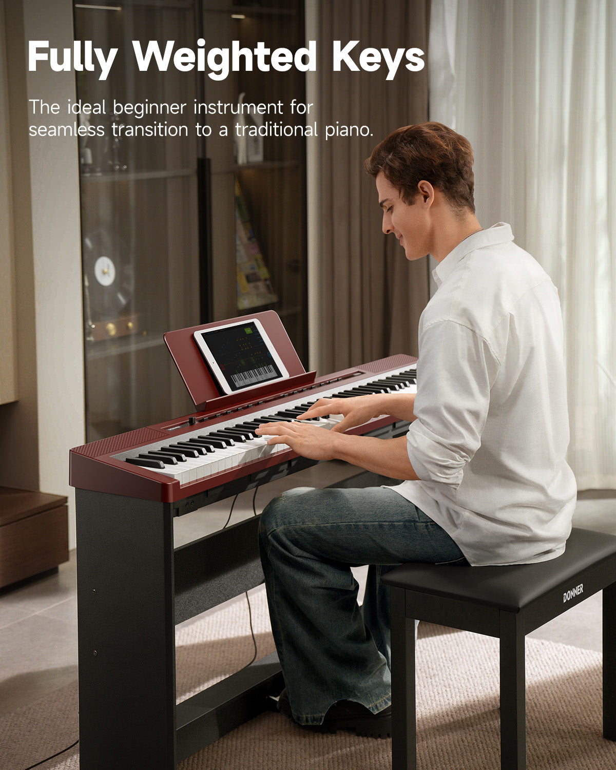 DEP-16 Portable Digital Piano-Piano with Stand RoseWood##