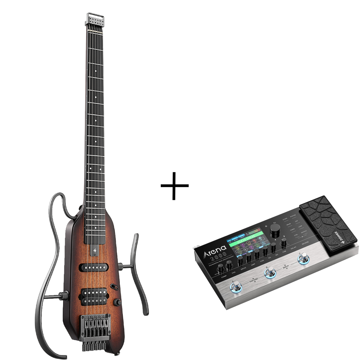 Donner HUSH™ X Electric Guitar-Sunburst##
