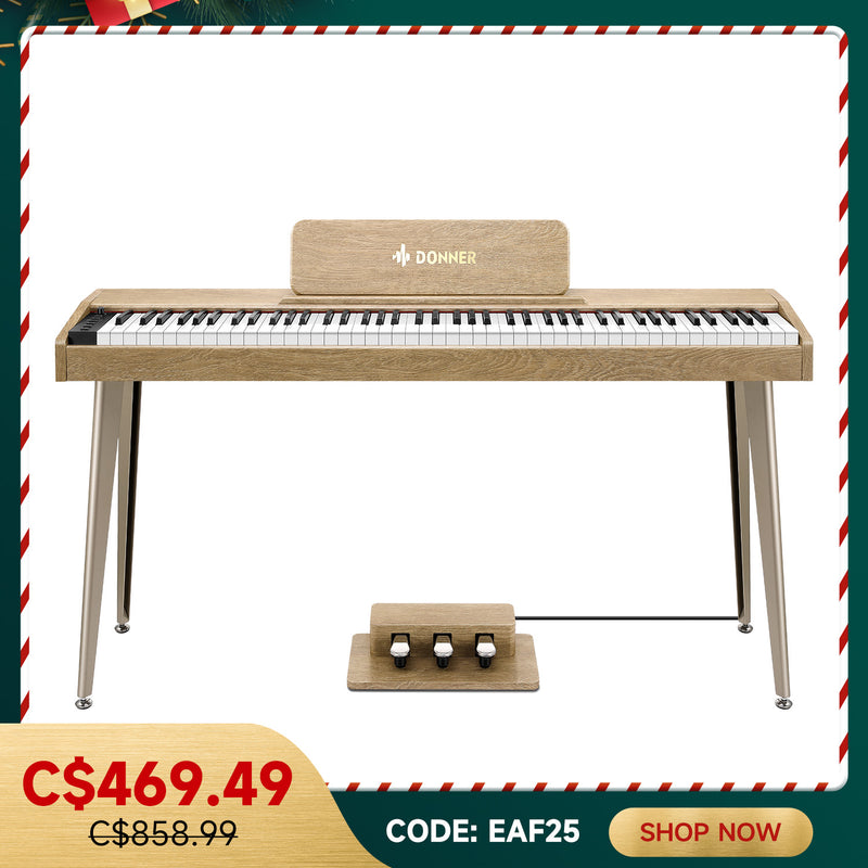 Donner DDP-60 88-Key Semi-Weighted Wooden Upright Digital Piano with 3-Pedal for Beginner