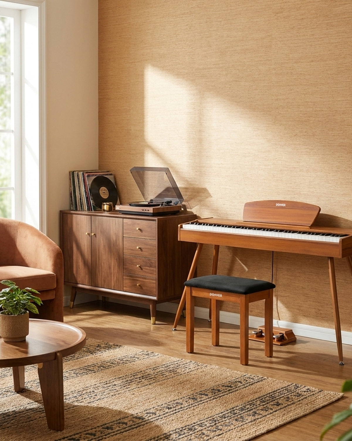 Donner DDP-80 Piano numérique domestique à 88 touches, beau style en bois avec trois pédales