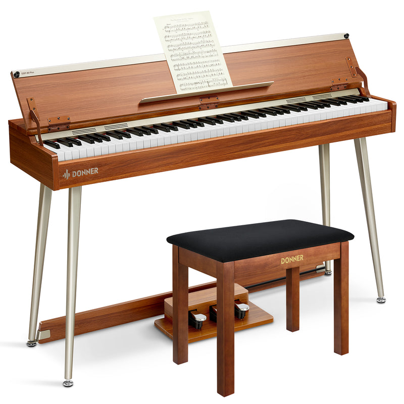 Donner DDP-80 PLUS 88 Key Weighted Wooden Upright Digital Piano with Semi-open Cover