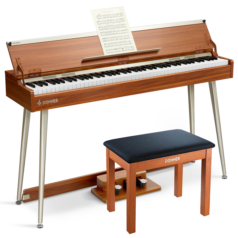 Donner DDP-80 PLUS 88 Key Weighted Wooden Upright Digital Piano with Semi-open Cover