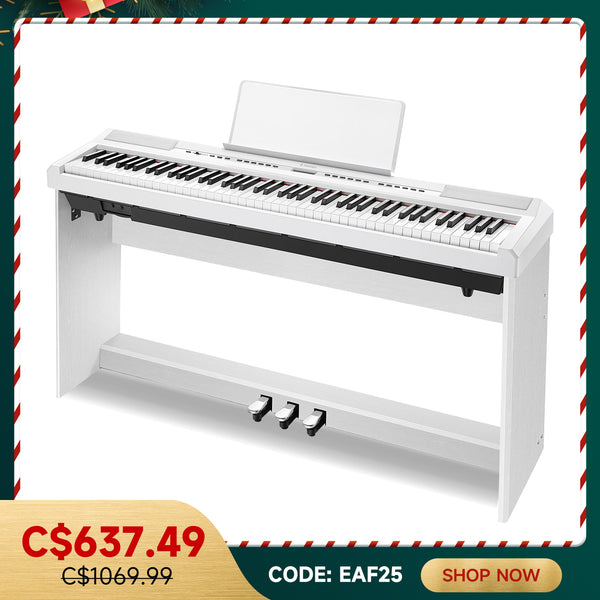 Donner DEP-20 Piano numérique débutant 88 touches clavier lesté pleine grandeur, piano électrique portable avec support de meuble, unité à 3 pédales