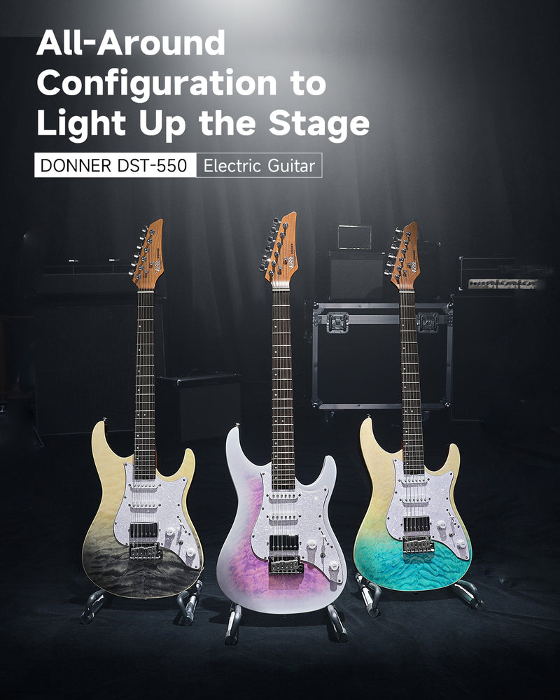 Donner DST-550 ST 7-Tone Electric Guitar HSS Pickup Roasted Maple Neck