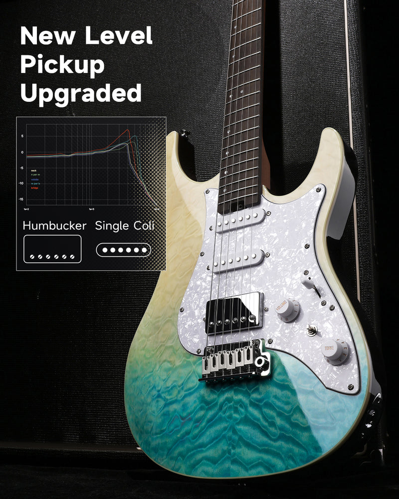 Donner DST-550 ST 7-Tone Electric Guitar HSS Pickup Roasted Maple Neck