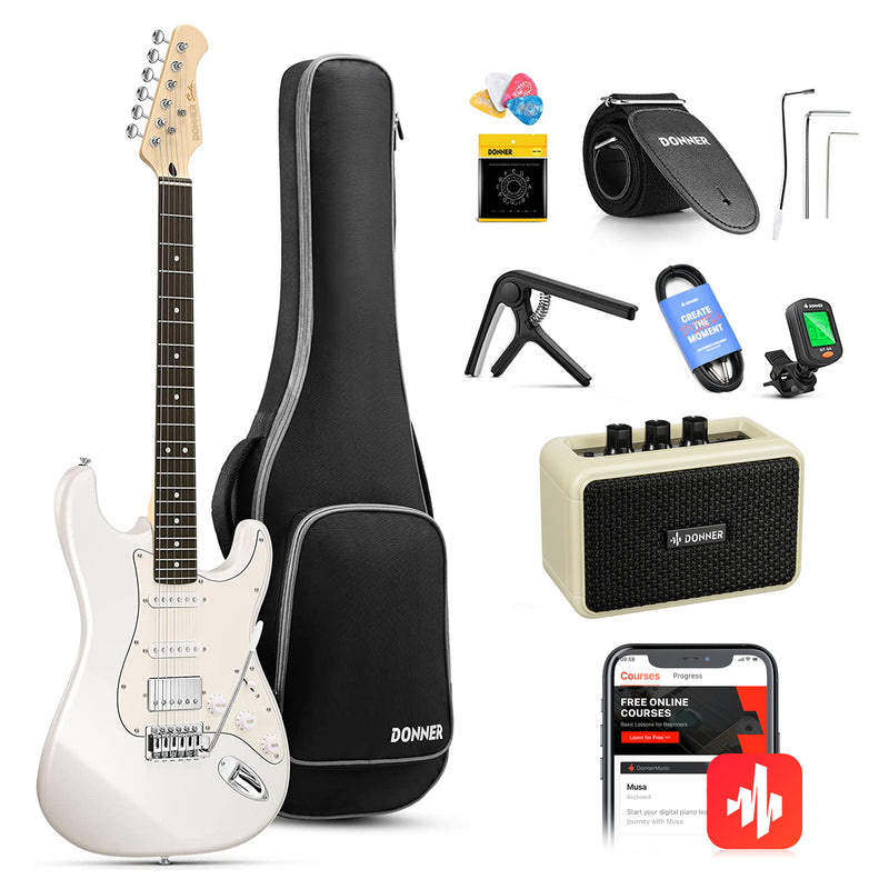 Donner DST-152 39-inch ST Electric Guitar Kit HSS w/Coil Split Pickup Including AMP