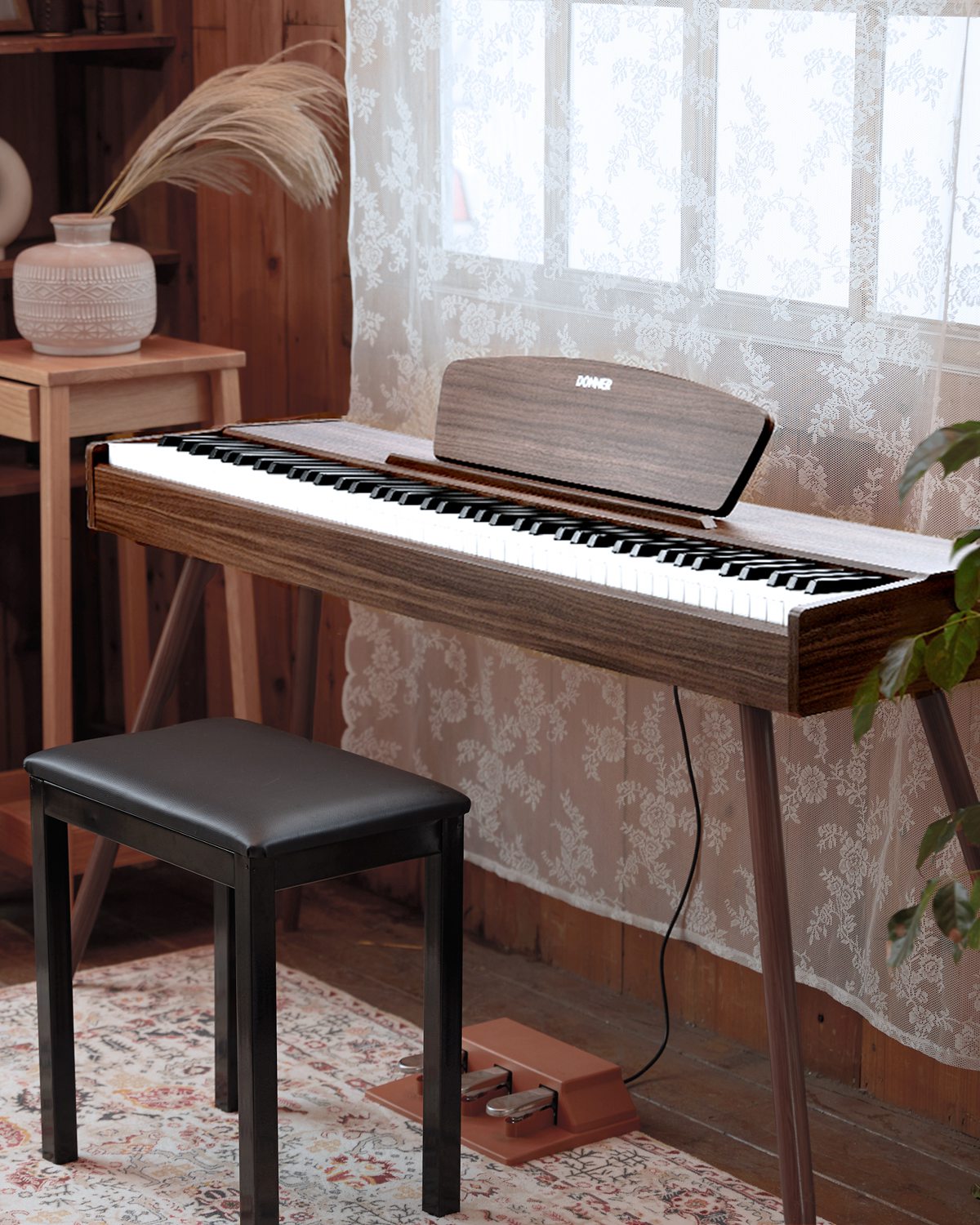 Donner DDP-80 88 Key Wooden Style Home Digital Piano with Weighted Keyboard