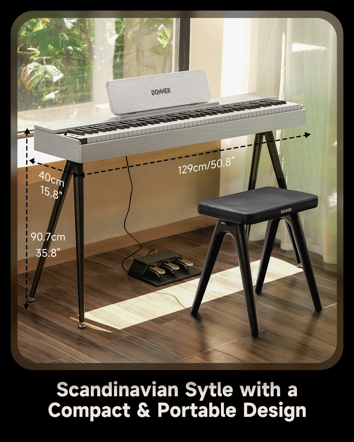 Donner OURA™ S100 88-Key Graded Hammer Action Weighted Digital Piano-White##