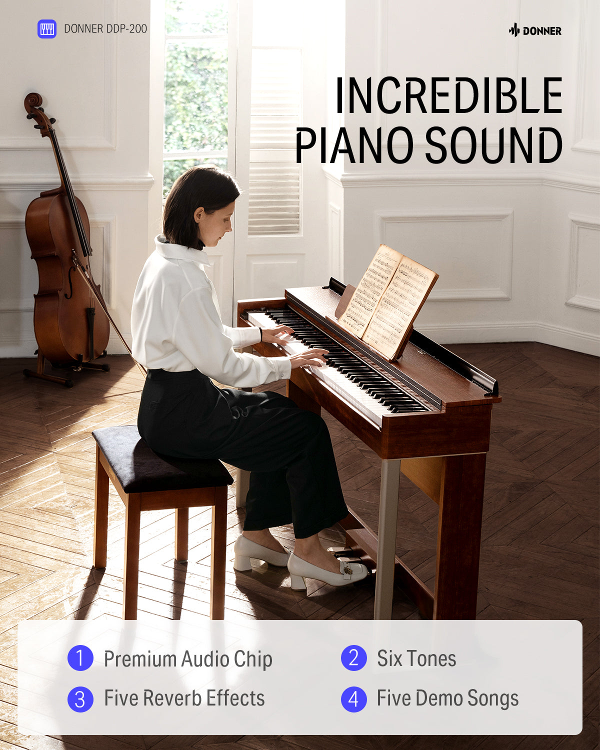 Donner DDP-200 Graded Hammer Action Digital Piano-DDP-200##