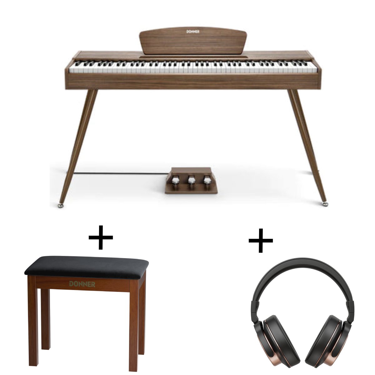 Donner DDP-80 Wooden Digital Piano-Walnut##
