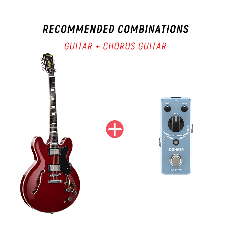 Donner DJP-1000 335 Style Electric Guitar Kit for Jazz Semi-Hollow Body with Dual H Pickups