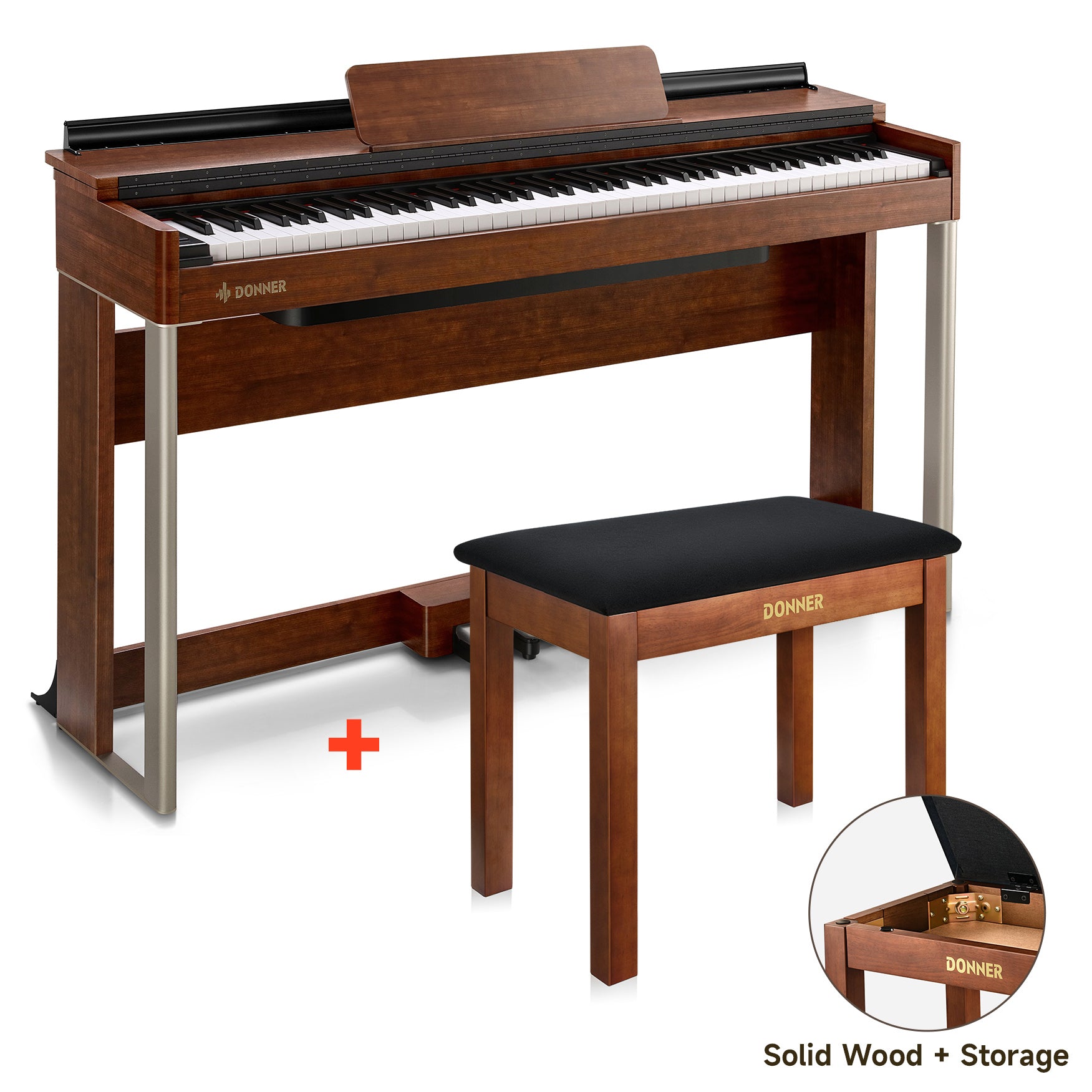 Donner DDP-200 Professional 88 Key Weighted Dynamic Graded Hammer Action Wooden Upright Digital Piano