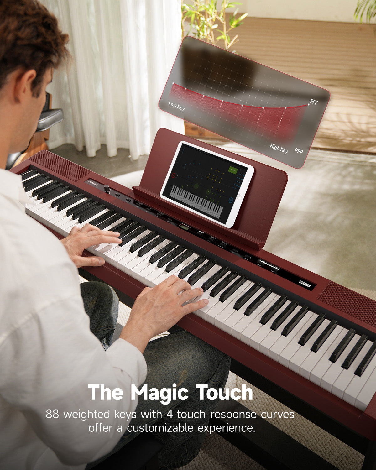 DEP-16 Portable Digital Piano-Piano with Stand RoseWood##