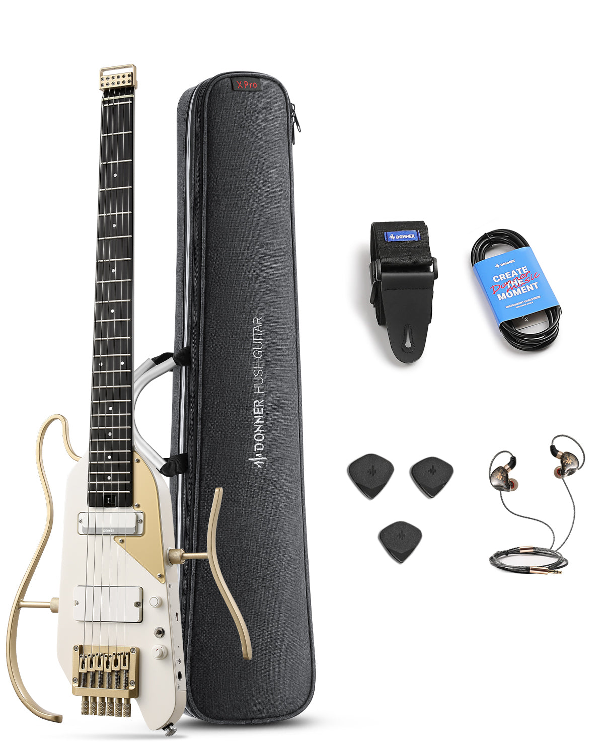 Donner HUSH™ X PRO Electric Guitar-White Luxe##
