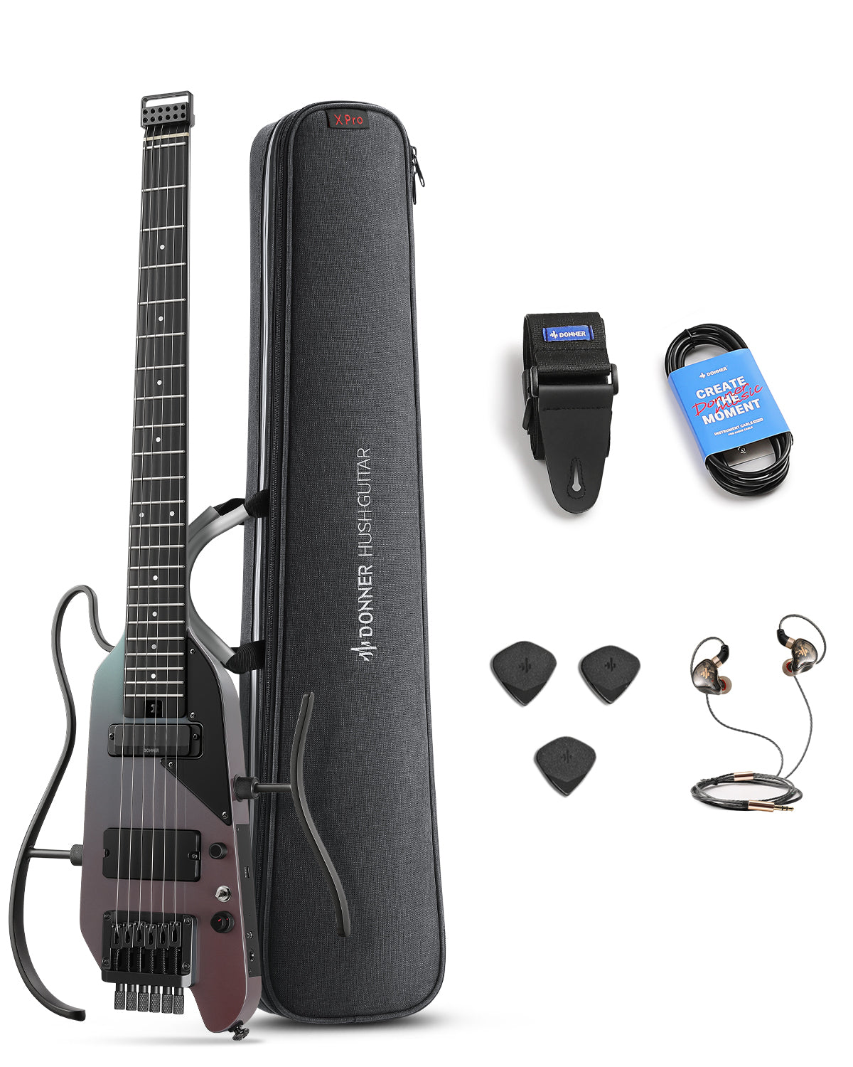 Donner HUSH™ X PRO Electric Guitar-Midnight Glow##