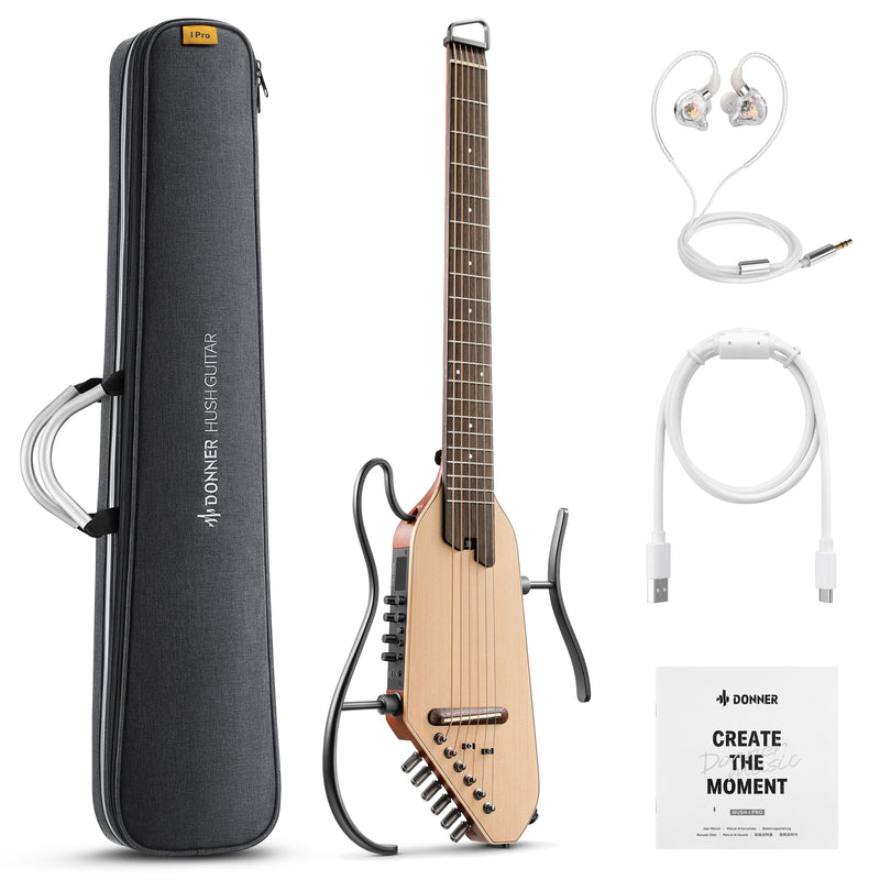 Donner HUSH-I PRO Acoustic-Electric Travel Guitar Kit with Inserted Sound Effects