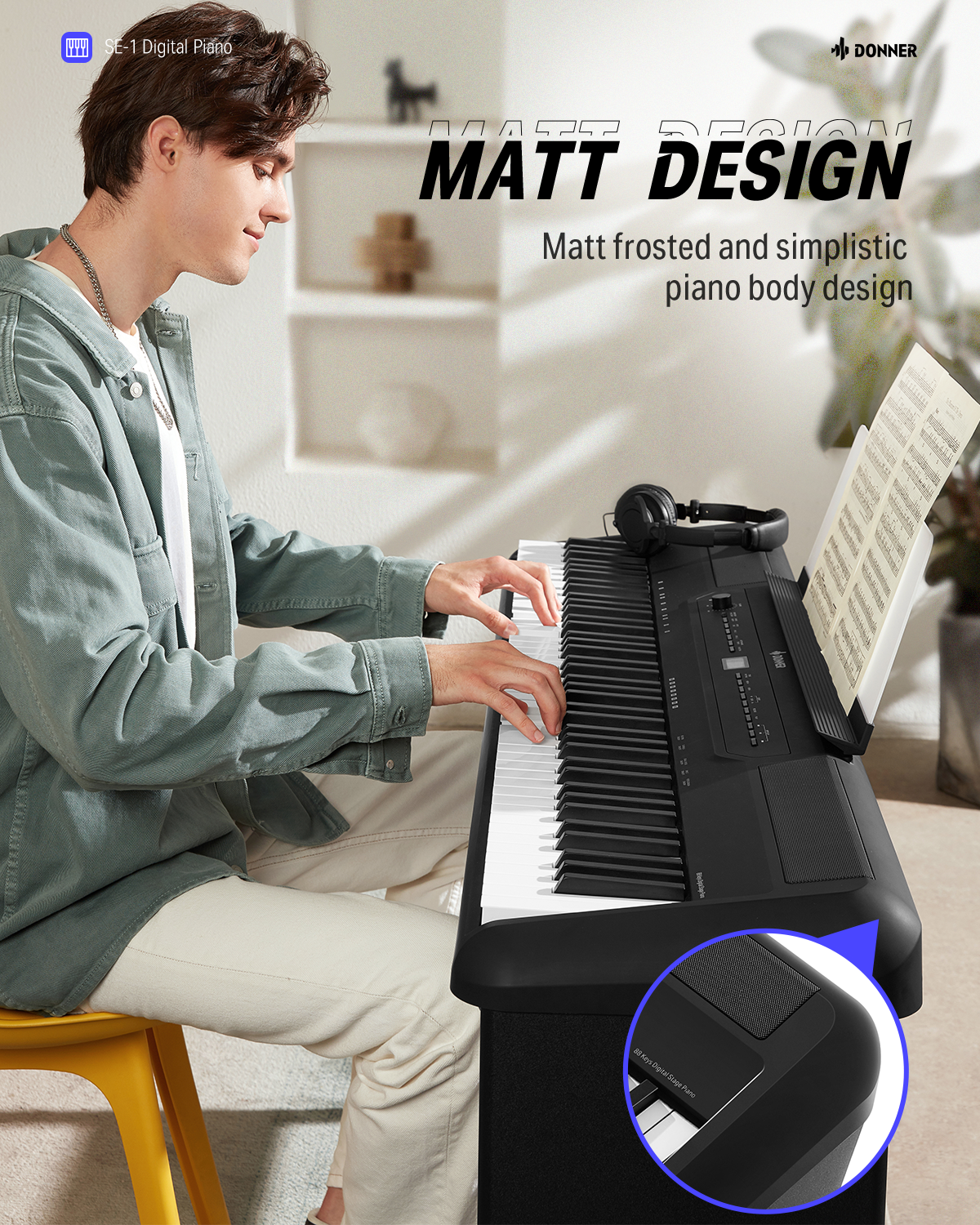 Donner-SE-1-Portable-Keyboard-for-Beginners-88-Key-Weighted-with-Stand
