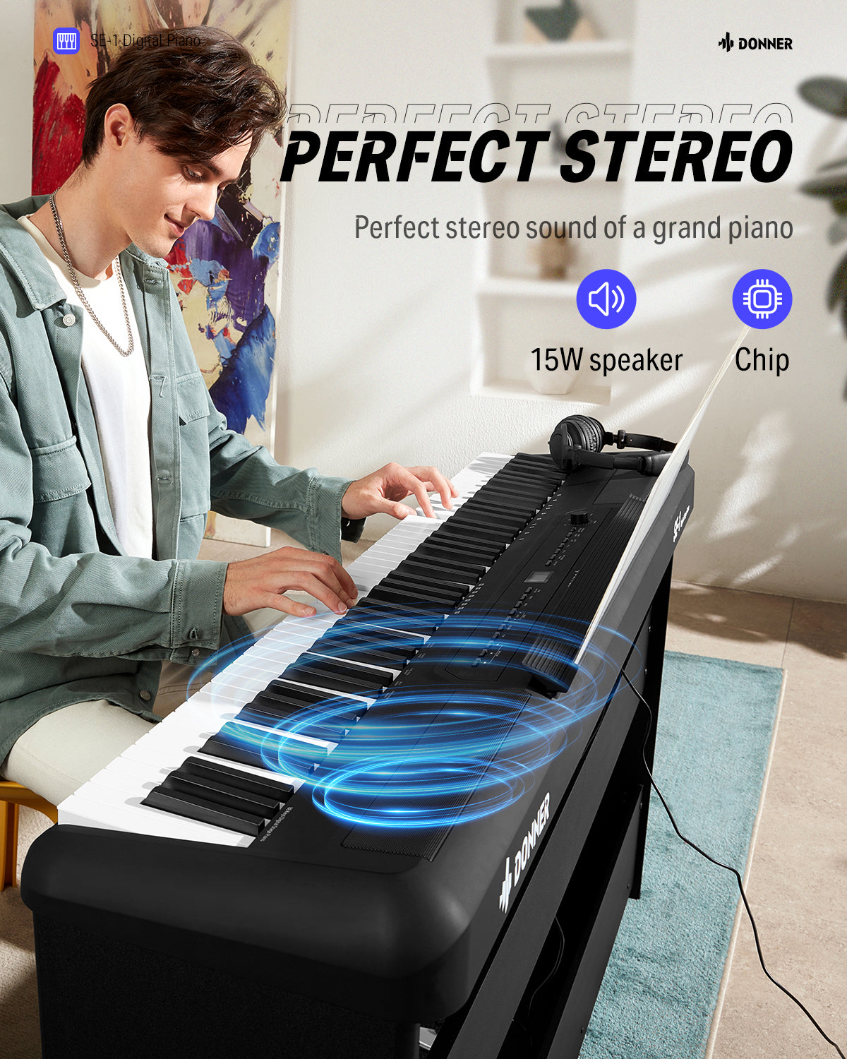 Donner-SE-1-Portable-Keyboard-for-Beginners-88-Key-Weighted-with-Stand