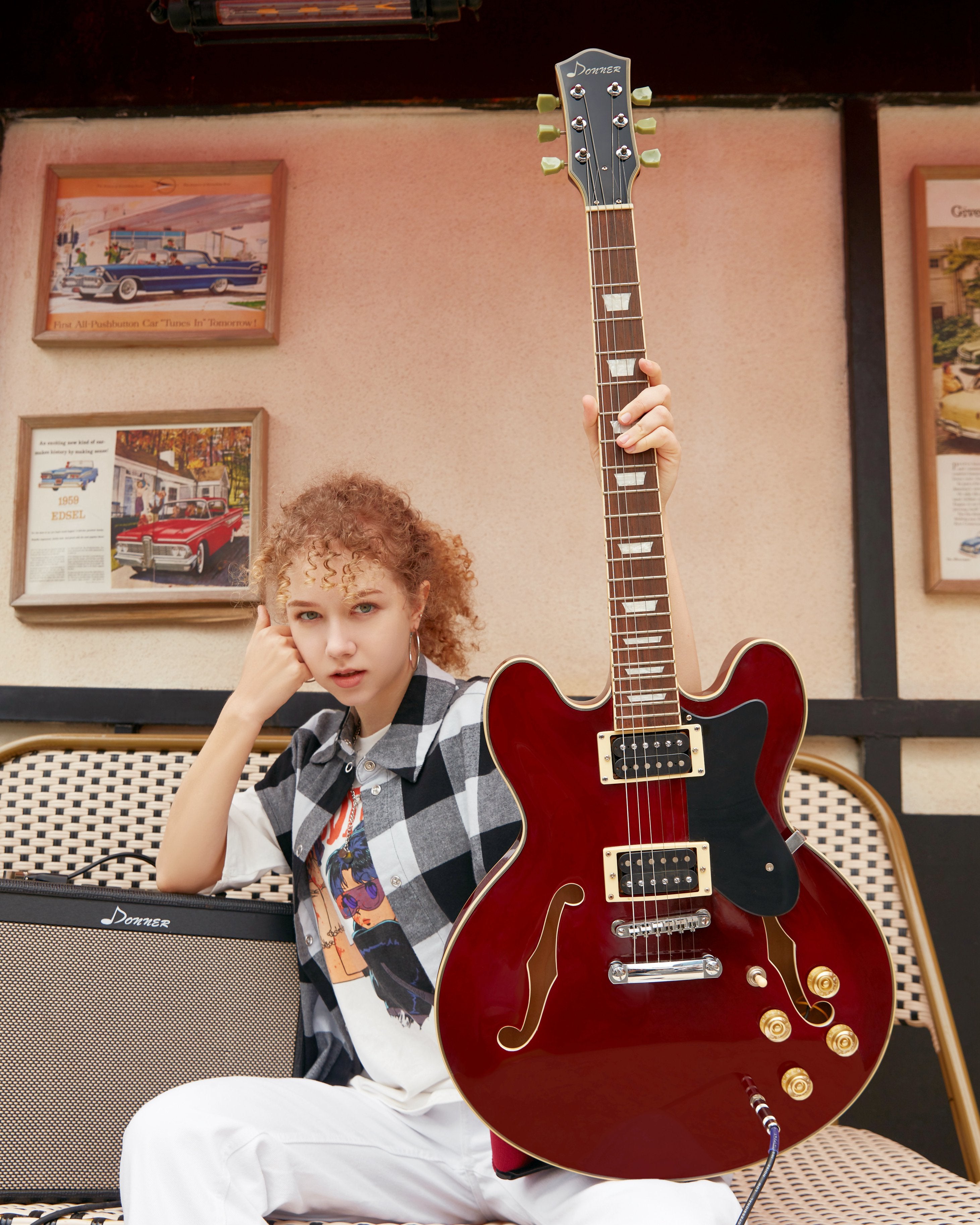DJP-1000 335 Style Jazz Electric Guitar Kit Semi-Hollow Body