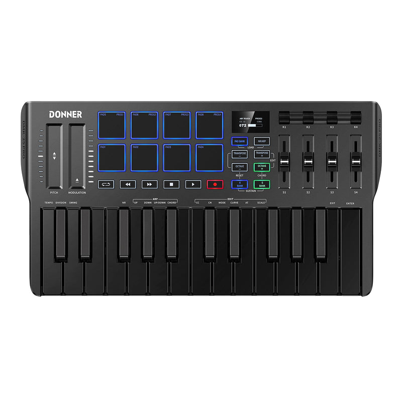 Donner DMK-25 PRO MIDI Keyboard Controller with Personalized Touch Bar, Free Music Production Software/Free 40 Courses