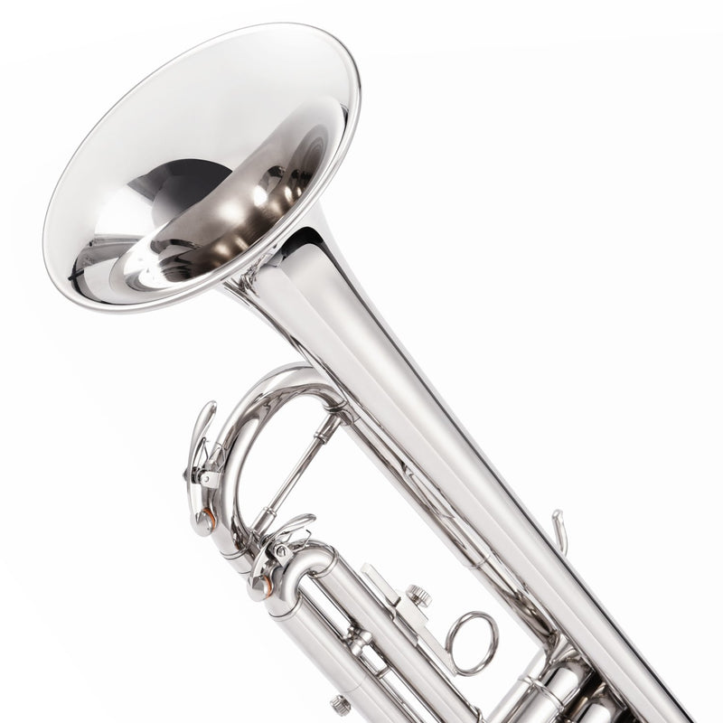 Eastar ETR-380N Trumpet Standard Student Bb Trumpet Set with 7C Mouthpiece,White Gloves,Cloth,Valve Oil,Cleaning Suit,Hard Case,Nickel - Donnerdeal