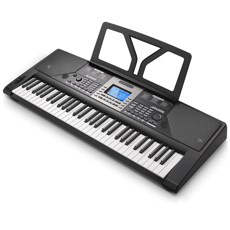 Donner DEK-610P 61 Key Full-Size Force-Sensitive Electronic Keyboard with MIDI Mixer Function LCD Display