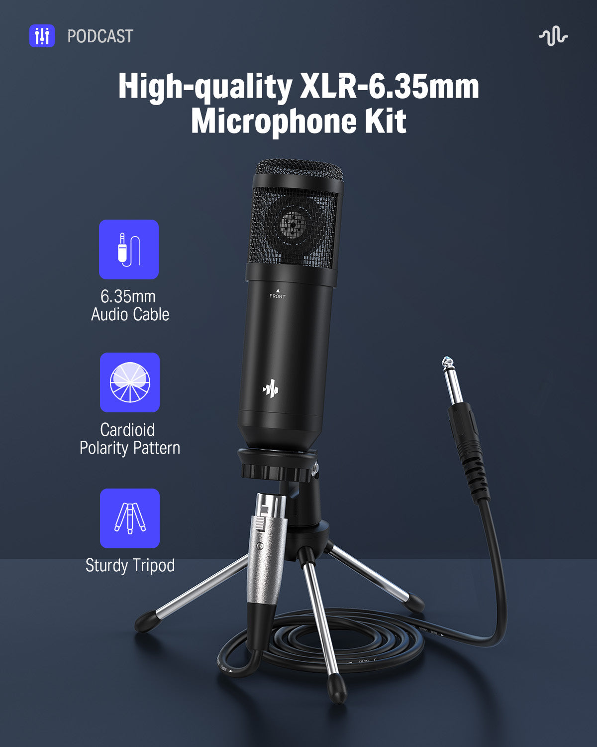 Donner Podcast Equipment Bundle Audio Interface with Sound Card Mixer and Microphone Kit XLR-6.35mm