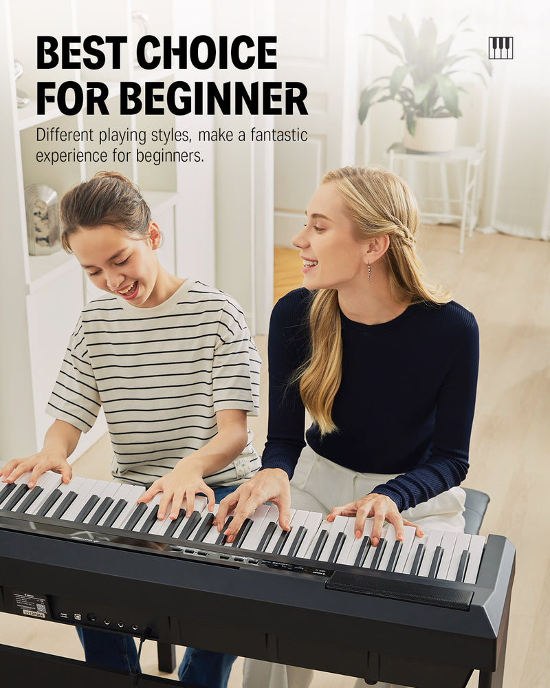 Piano numérique pour débutant Donner DEP-10 Clavier semi-accentué de 88 touches pleine taille, piano électrique portable avec support de meuble/trois pédales/alimentation