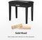 Donner Piano Bench Solid Wood with Storage Black