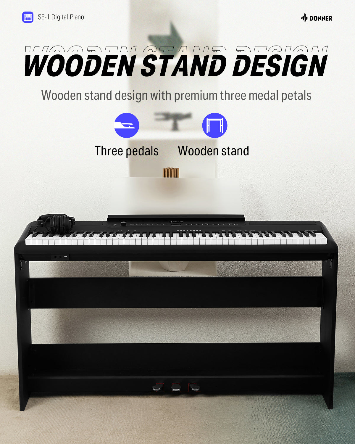Donner-SE-1-Portable-Keyboard-for-Beginners-88-Key-Weighted-with-Stand