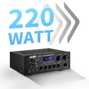 Moukey Bluetooth Power Amplifier System -  w/USB, SD, AUX, MIC in w/Echo, Radio, LED - for Home Theater Entertainment via RCA