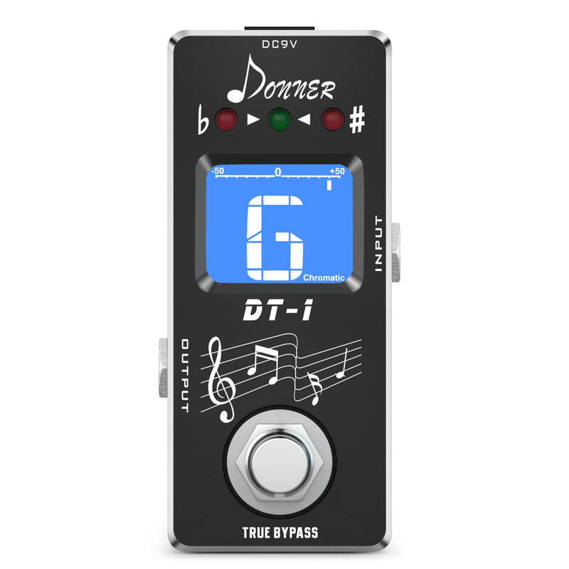 Donner DT-1 2-Mode Tuner Pedal Chromatic LCD Screen Pitch Indicator for Guitar Bass True Bypass