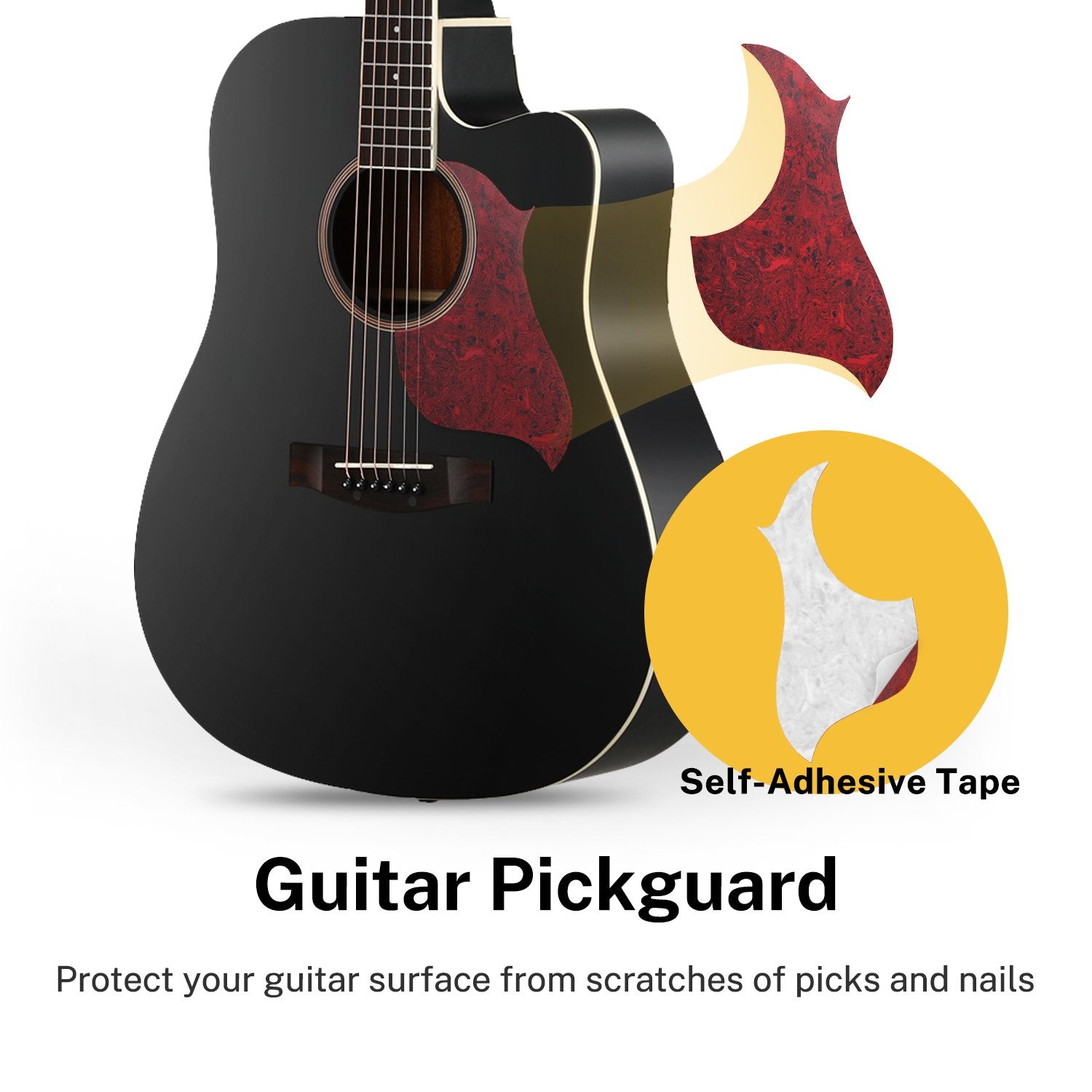Donner DAD-160CD Cutaway Kit de débutant pour guitare acoustique pleine grandeur 41 pouces, droitier, noir