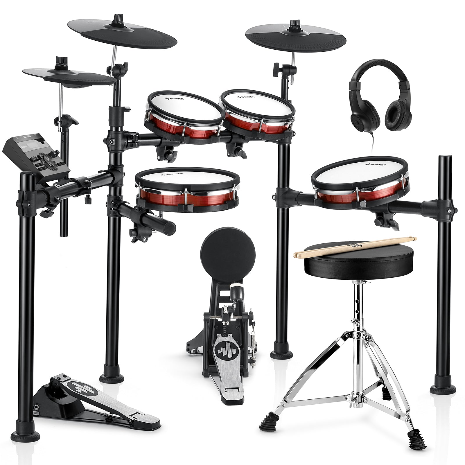 Donner DED-200 MAX Electronic Drum Set 5-Drum 3-Cymbal with Drum Throne/Headphone