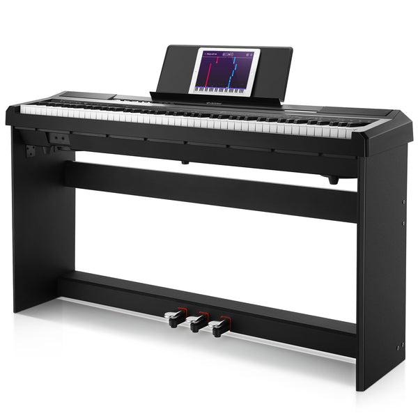 Piano numérique pour débutant Donner DEP-10 Clavier semi-accentué de 88 touches pleine taille, piano électrique portable avec support de meuble/trois pédales/alimentation