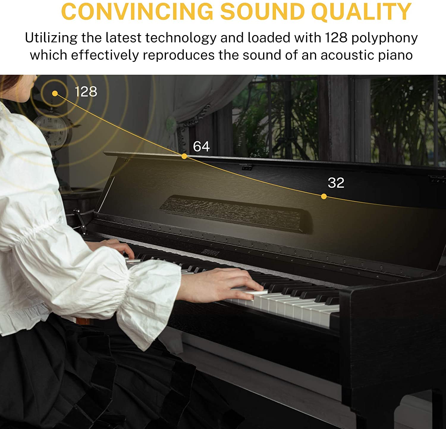 Donner DDP-90 88 Key Weighted Hammer Action Upright Digital Piano with Flip Cover Furniture Stand & 3 Pedal