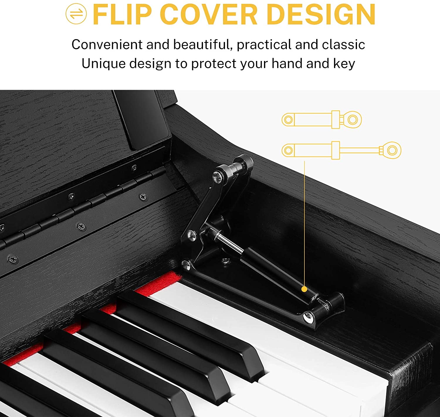 Donner DDP-90 88 Key Weighted Hammer Action Upright Digital Piano with Flip Cover Furniture Stand & 3 Pedal