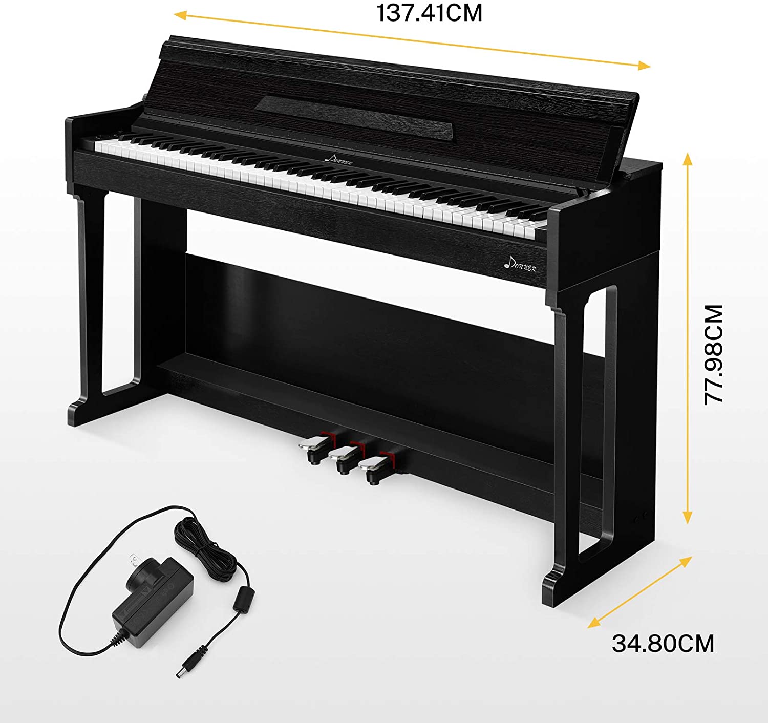 Donner DDP-90 88 Key Weighted Hammer Action Upright Digital Piano with Flip Cover Furniture Stand & 3 Pedal