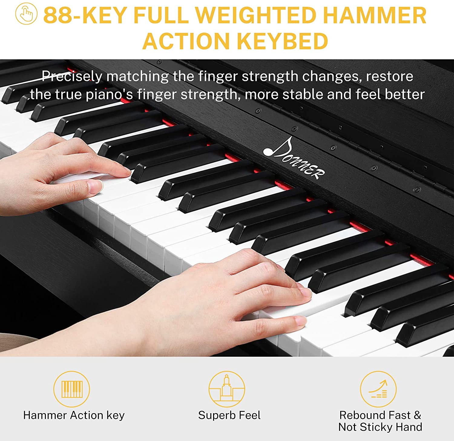 Donner DDP-90 88 Key Weighted Hammer Action Upright Digital Piano with Flip Cover Furniture Stand & 3 Pedal