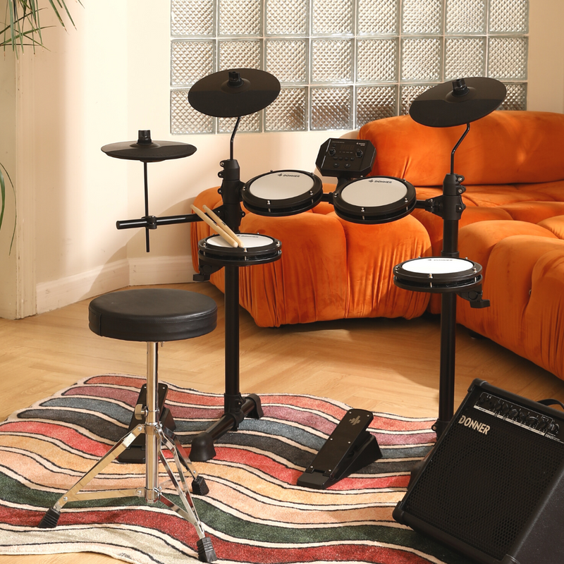 Donner DED-80 Electronic Drum Kit For Beginners with Headphones/Drum Throne