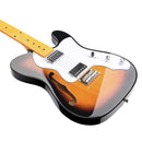 Donner DJC-1000S 39 pouces Jazz Thinline Guitare électrique Débutant Semi-Hollow Body Sunburst Micros H-H pleine taille, Sac, Sangle, Câble