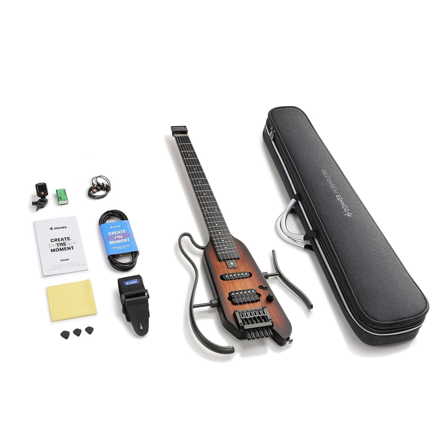 Donner HUSH-X Headless Electric Guitar Kit for Travel